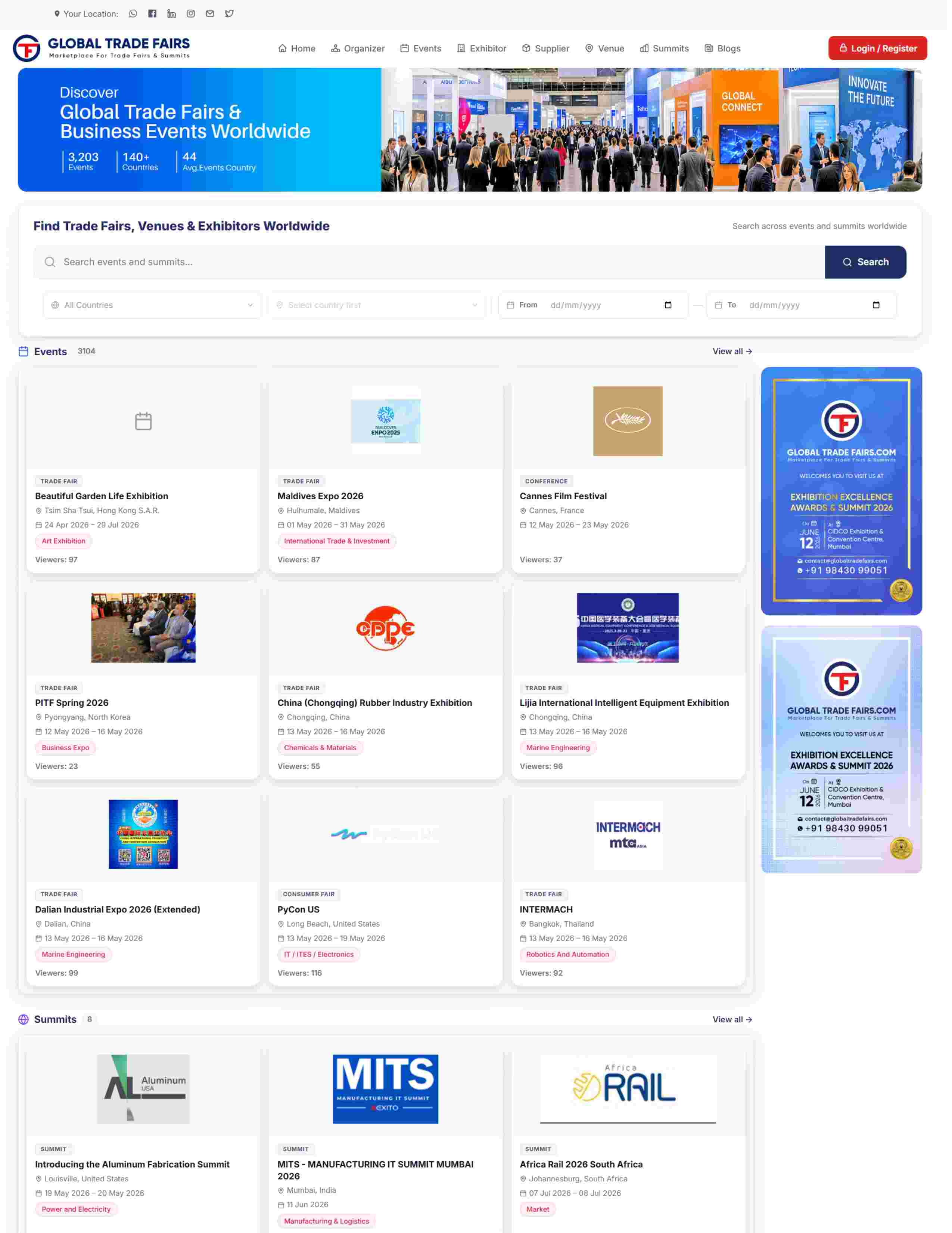 Global Trade Fairs — Marketplace for Trade Fairs and Summits
