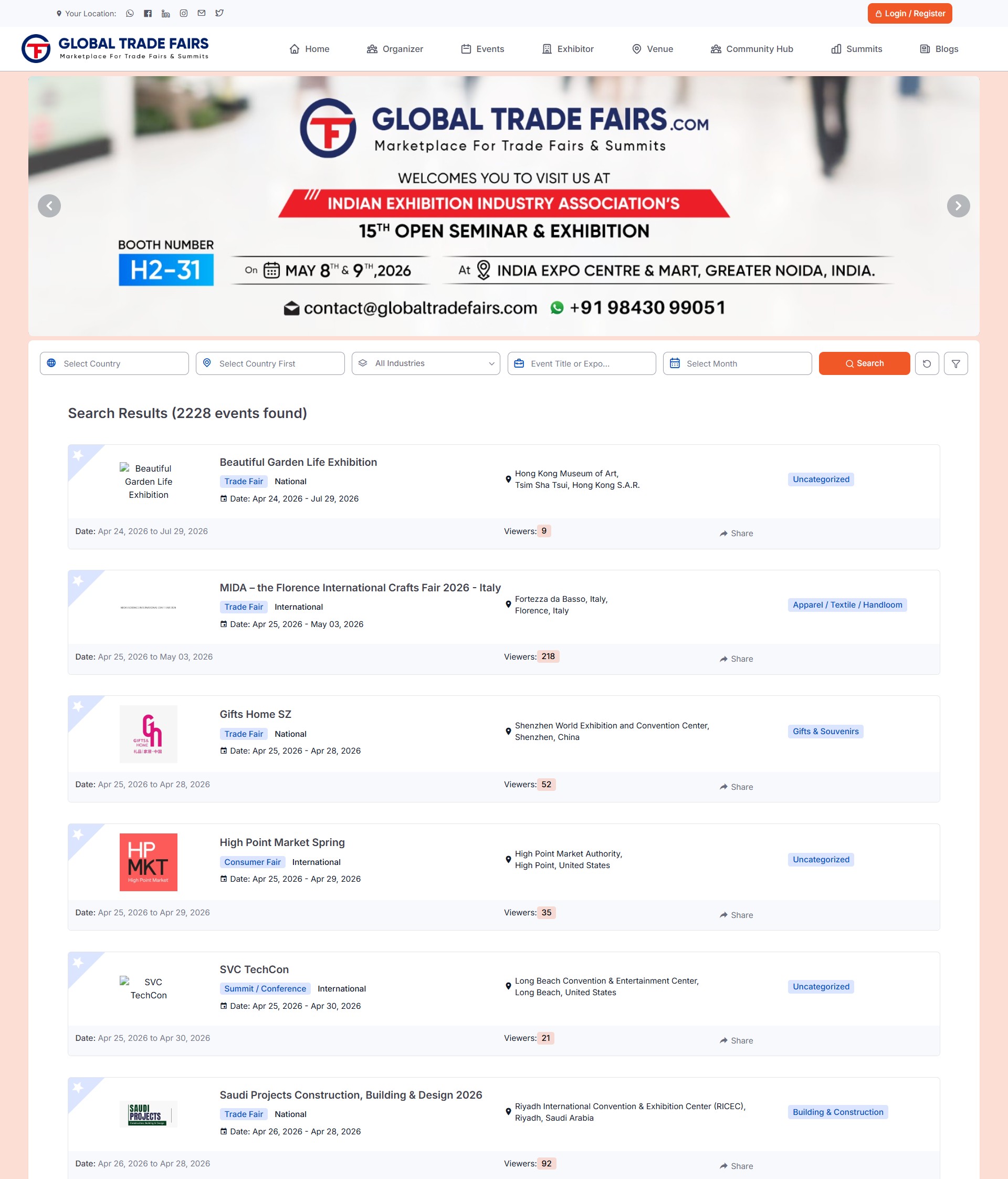 Global Trade Fairs — Marketplace for Trade Fairs and Summits